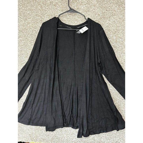 Lane Bryant Stretch Black Open Front Cardigan Sweater Size 14/16 - Picture 1 of 5